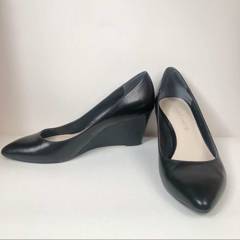 Franco Sarto Leather Kitten Heel Wedges